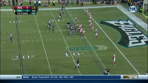 LeSean McCoy lined up the way he would for an Inside Zone Read.