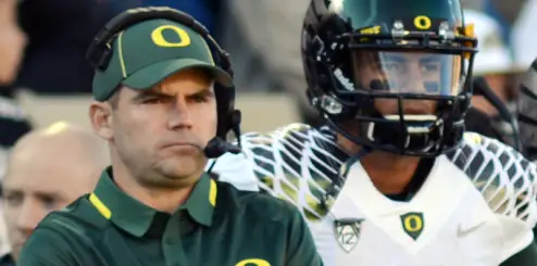 Mark Helfrich with Marcus Mariota at quarterback and Scott Frost as Offensive Coordinator continued Oregon's hurry-up offense.