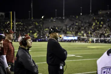 Even with the Oregon student section already gone to party, David Shaw displays an even temper.
