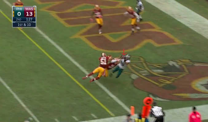 Zach Ertz' TD catch (called off due to penalty) 