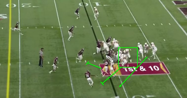 Pay attention to Foster, the receiver shown blocking.