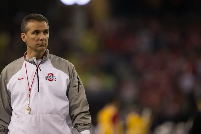 Urban Meyer looks into the distance, wondering where Ohio State goes from here.